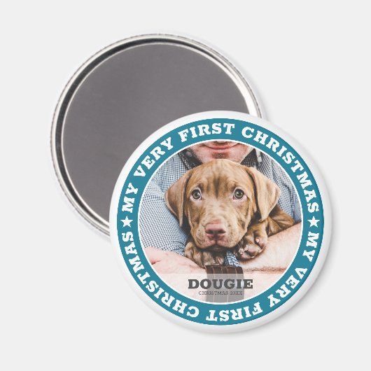 Eerste Kerstmis Modern Custom Pet Photo Keepomwill Magneet (Voorkant / Achterkant)