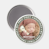 Eerste Kerstmis Moderne Aangepaste Baby Fototoetse Magneet (Voorkant / Achterkant)