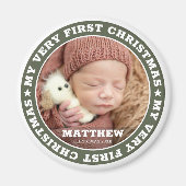 Eerste Kerstmis Moderne Aangepaste Baby Fototoetse Magneet (Voorkant)