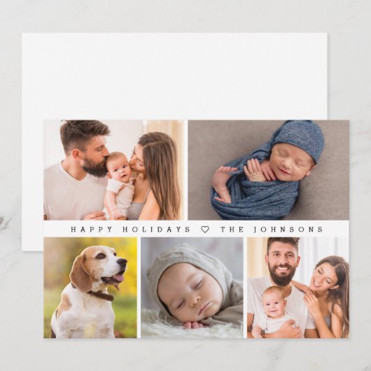 Eerste Kerstmis Moderne Fotocollage Gelukkig Feestdagenkaart (Voorkant / Achterkant)