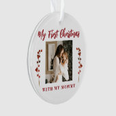 Eerste kerstmis moeder en baby 2 foto ornament (voorkant)