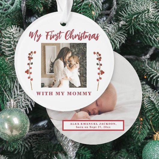 Eerste kerstmis moeder en baby 2 foto ornament