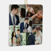 Eerste Kerstmis Monogram Mr. Mrs. Fotocollage Keramisch Ornament (Rechts)