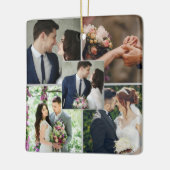 Eerste Kerstmis Monogram Mr. Mrs. Fotocollage Keramisch Ornament (Links)