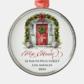 Eerste Kerstmis Monogrammed Nieuw Huis Metalen Ornament (Voorkant)