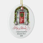 Eerste Kerstmis Monogrammed Nieuwe Home Metaal Orn Keramisch Ornament (Rechts)