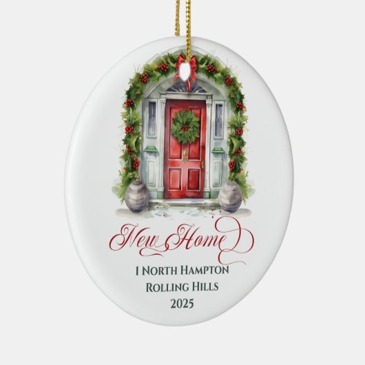 Eerste Kerstmis Monogrammed Nieuwe Home Metaal Orn Keramisch Ornament (Rechts)