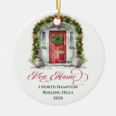 Eerste Kerstmis Monogrammed Nieuwe Home Metaal Orn Keramisch Ornament (Voorkant)