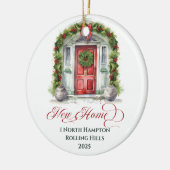 Eerste Kerstmis Monogrammed Nieuwe Home Metaal Orn Keramisch Ornament (Links)