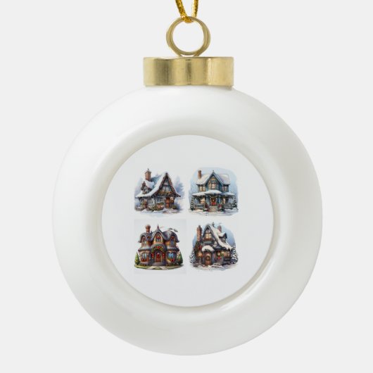 Eerste Kerstmis Mooie Kerst Huis Design Keramische Bal Ornament (Voorkant)