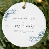 Eerste Kerstmis Mr. Botanical Ice Blue Elegant Keramisch Ornament