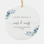 Eerste Kerstmis Mr. Botanical Ice Blue Elegant Keramisch Ornament (Voorkant)
