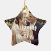 Eerste kerstmis Mr en Mrs aangepaste naam aandenke Keramisch Ornament (Voorkant)