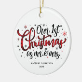 Eerste Kerstmis Mr. en Mrs Buffalo Print Keramisch Ornament (Links)