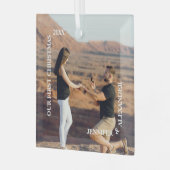 Eerste Kerstmis: Mr. en Mrs. Couple Foto Glas Ornament (Voorkant links)