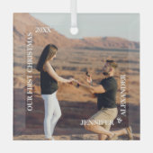 Eerste Kerstmis: Mr. en Mrs. Couple Foto Glas Ornament (Voorkant)