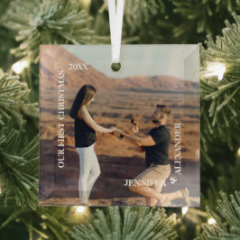 Eerste Kerstmis: Mr. en Mrs. Couple Foto Glas Ornament