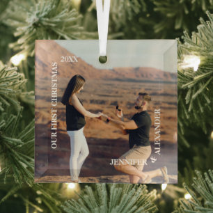 Eerste Kerstmis: Mr. en Mrs. Couple Foto Glas Ornament