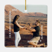 Eerste Kerstmis: Mr. en Mrs. Couple Foto Keramisch Ornament (Achterkant)