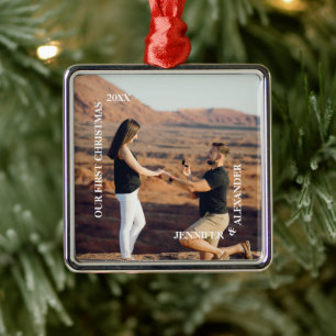 Eerste Kerstmis: Mr. en Mrs. Couple Foto Metalen Ornament