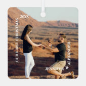 Eerste Kerstmis: Mr. en Mrs. Couple Foto Metalen Ornament (Achterkant)