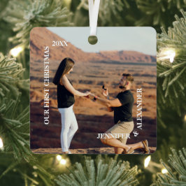 Eerste Kerstmis: Mr. en Mrs. Couple Foto Metalen Ornament