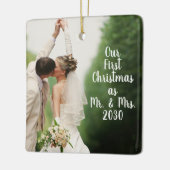 Eerste Kerstmis Mr. en Mrs Custom Wedding Foto Keramisch Ornament (Links)
