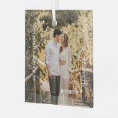 Eerste Kerstmis Mr. en Mrs. Foto Glas Ornament (Voorkant links)