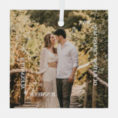 Eerste Kerstmis Mr. en Mrs. Foto Glas Ornament (Achterkant)