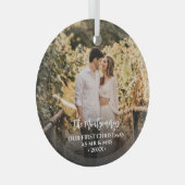 Eerste Kerstmis Mr. en Mrs. Foto Glas Ornament (Voorkant Rechts)