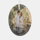 Eerste Kerstmis Mr. en Mrs. Foto Glas Ornament (Voorkant links)