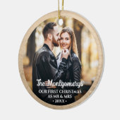 Eerste Kerstmis Mr. en Mrs. Foto Keramisch Ornament (Links)
