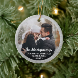 Eerste Kerstmis Mr. en Mrs. Foto Keramisch Ornament