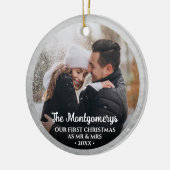 Eerste Kerstmis Mr. en Mrs. Foto Keramisch Ornament (Links)