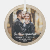 Eerste Kerstmis: Mr. en Mrs. Photo Glass Ornament (Voorkant)
