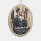 Eerste Kerstmis: Mr. en Mrs. Photo Glass Ornament (Voorkant Rechts)