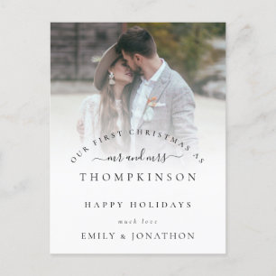 Eerste Kerstmis Mr. en Mrs. Photo Names Feestdagenkaart