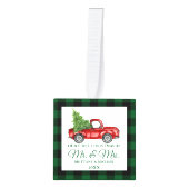 Eerste Kerstmis: Mr. en Mrs. Red Truck Green Pset. Decoratie (Voorkant)