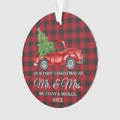 Eerste Kerstmis: Mr. en Mrs. Truck Red Pset. Ornament (voorkant)