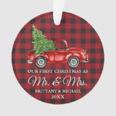 Eerste Kerstmis: Mr. en Mrs. Truck Red Pset. Ornament (voorkant)