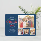 Eerste Kerstmis Mr. Foto & Mrs Circle 4 | Feestdagenkaart (Staand voorkant)