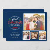 Eerste Kerstmis Mr. Foto & Mrs Circle 4 | Feestdagenkaart (Voorkant / Achterkant)