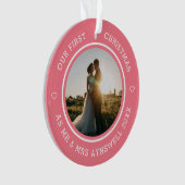 Eerste Kerstmis Mr & Mrs 2 Foto Modern Pink Ornament (voorkant)