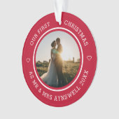 Eerste Kerstmis Mr & Mrs 2 Foto Modern Red Ornament (voorkant)