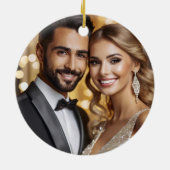 Eerste Kerstmis Mr. & Mrs Black Glam glitter drupp Keramisch Ornament (Achterkant)