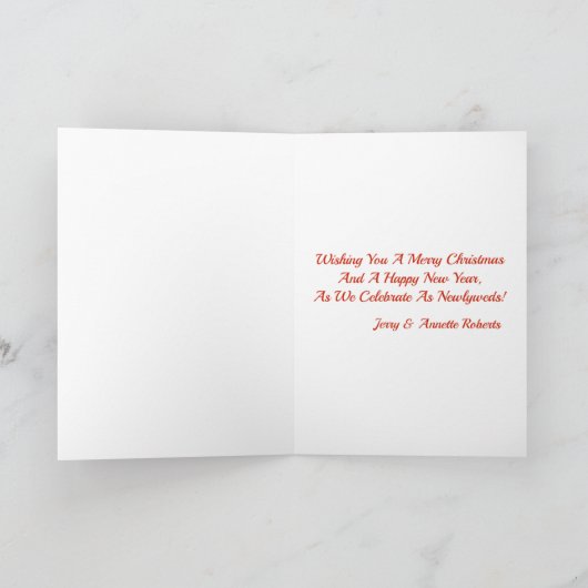 Eerste Kerstmis Mr. Mrs Bruiloft Rood Wit Bloemen Feestdagen Kaart (Binnen)