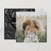 Eerste Kerstmis: Mr & Mrs Doodle Floral Heart Feestdagenkaart (Voorkant / Achterkant)