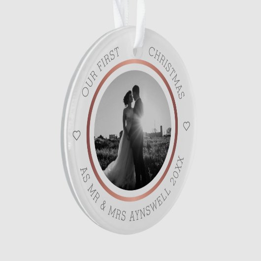 Eerste Kerstmis: Mr & Mrs Foto Modern Elegant Ornament (voorkant)