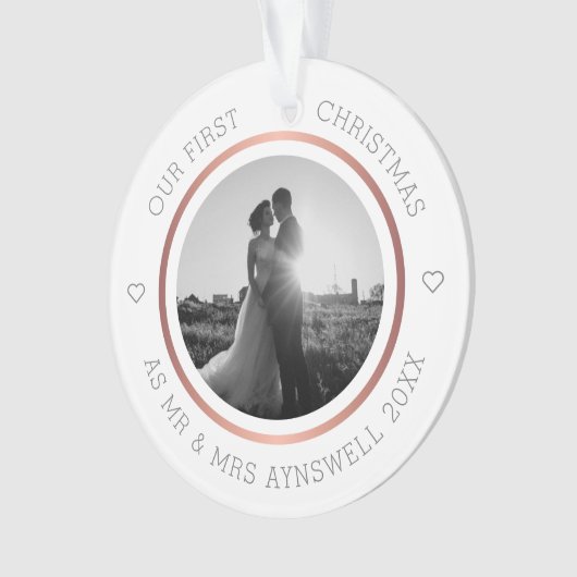 Eerste Kerstmis: Mr & Mrs Foto Modern Elegant Ornament (voorkant)