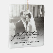 Eerste Kerstmis Mr. & Mrs Holiday Wedding Foto Keramisch Ornament (Rechts)